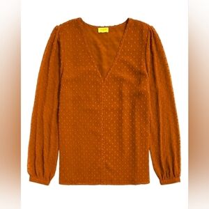 XXL • J.Crew Factory • Burnt Orange Clip Dot Blouse
